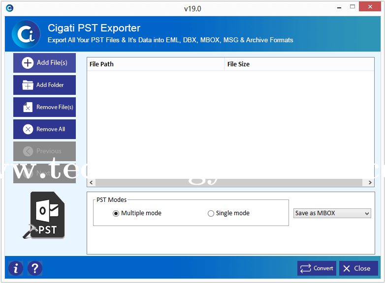 Cigati PST Exporter Screenshots